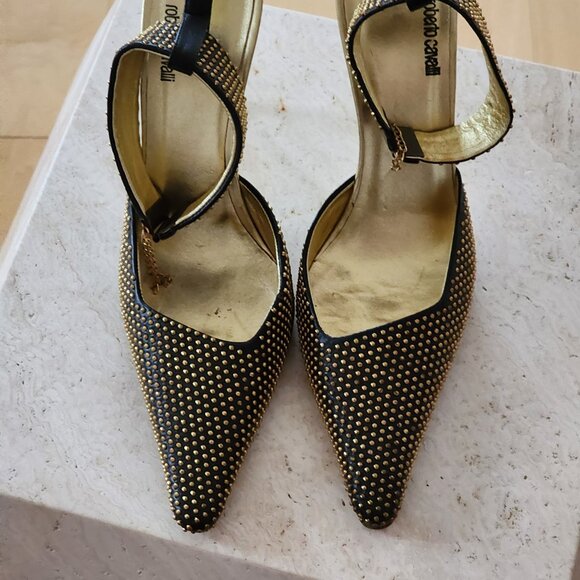 Vintage Roberto Cavalli Studded Ankle Strap heels sz 39 - Picture 3 of 11